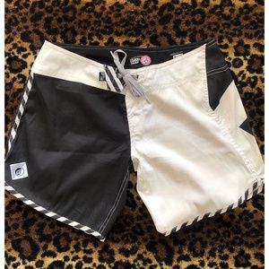 Black and white shorts